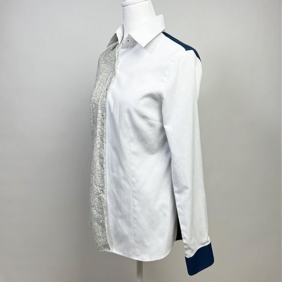 Original Custom Half-White Half-Flower Print Women's Shirt - Blue (Pre-Owned) - Picture 9 of 9